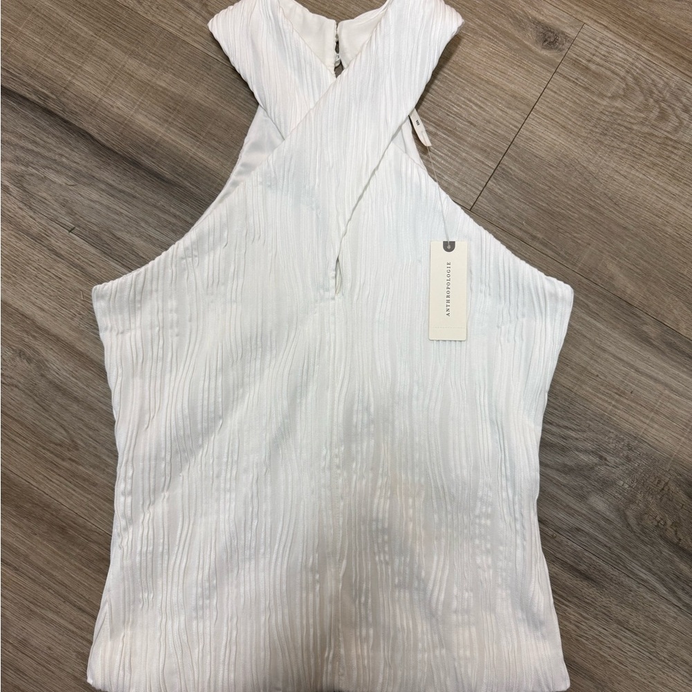 Anthropologie White Textured Blouse